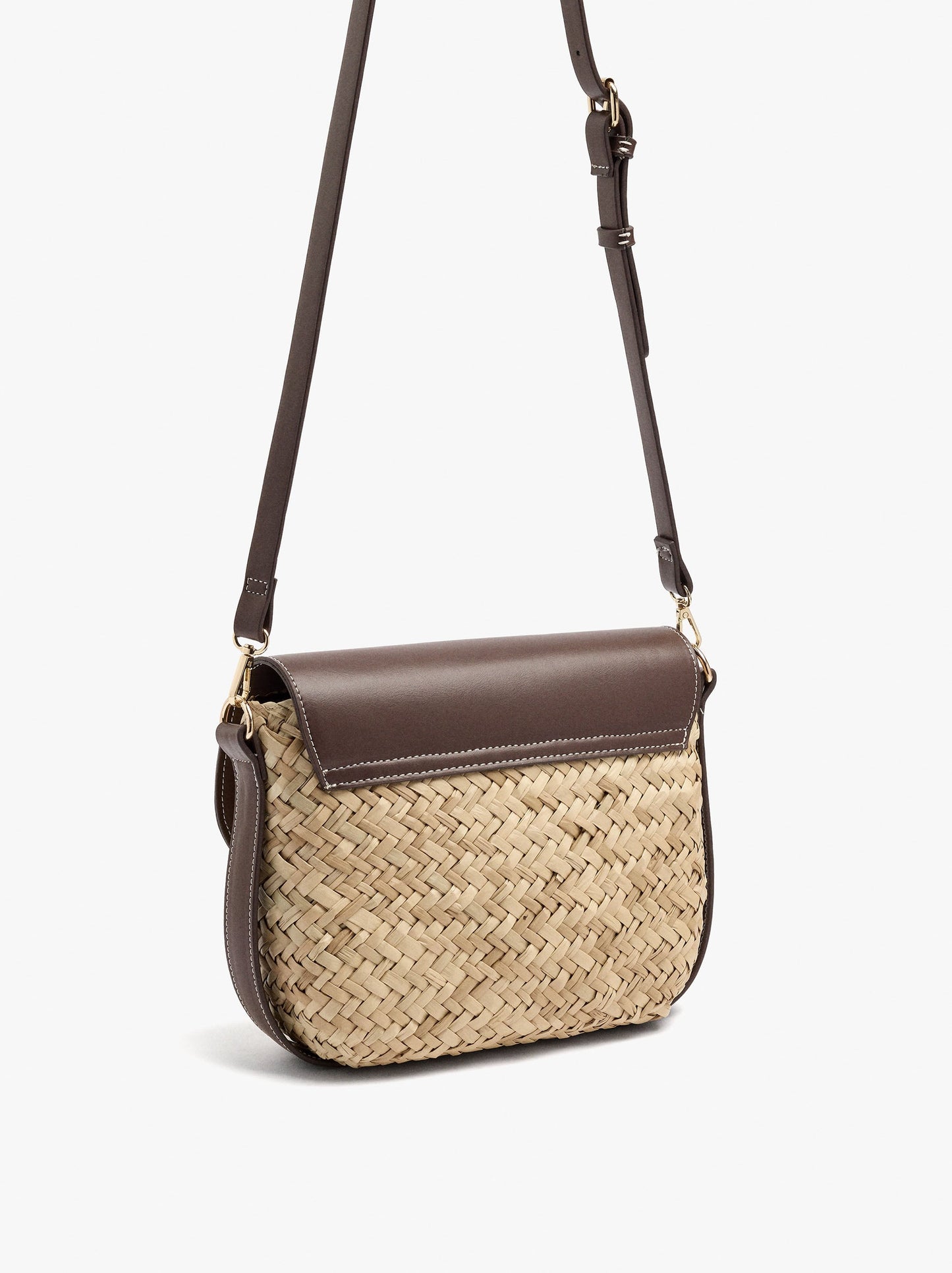 Straw Crossbody Bag With Flap