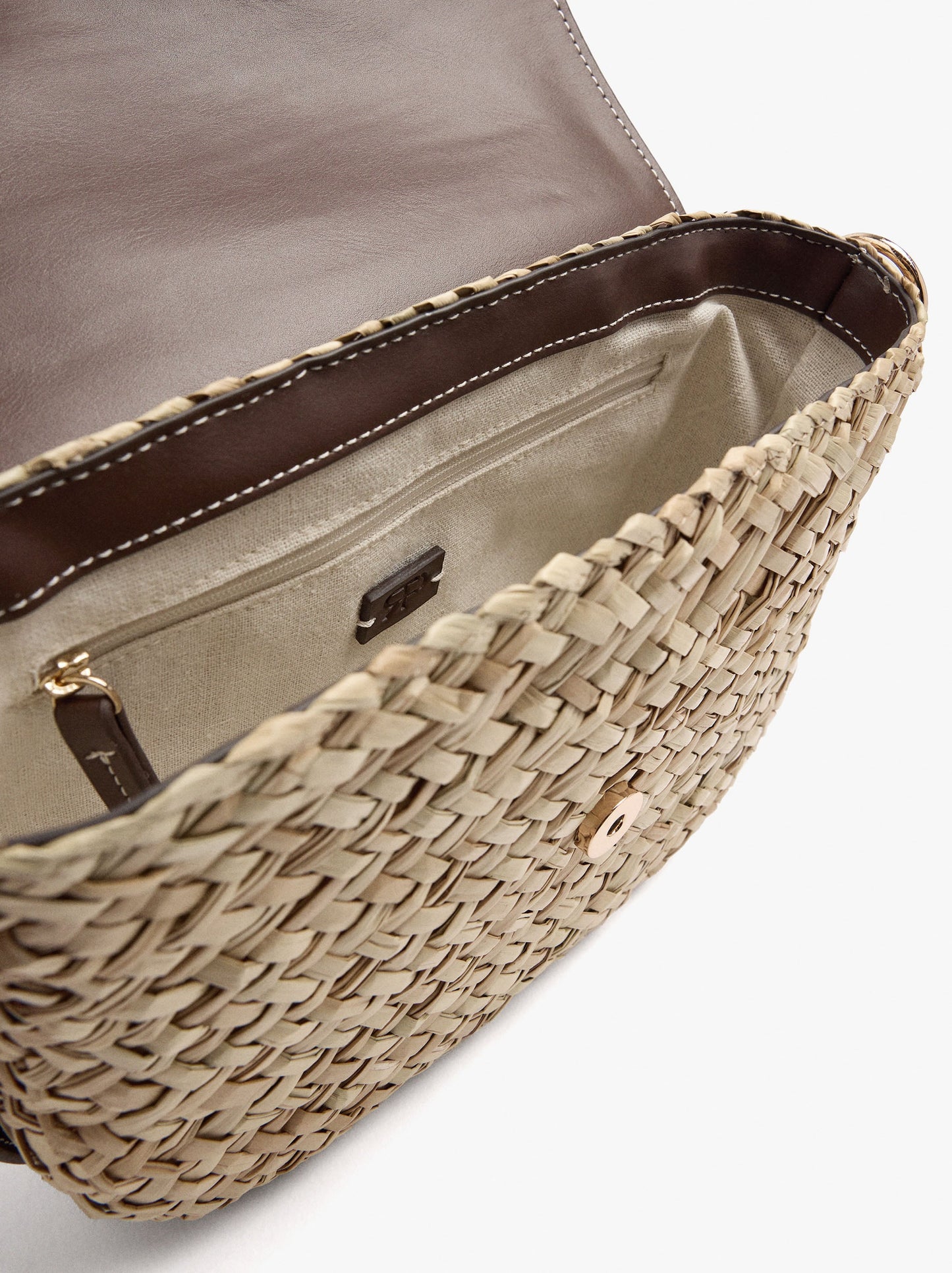 Straw Crossbody Bag With Flap