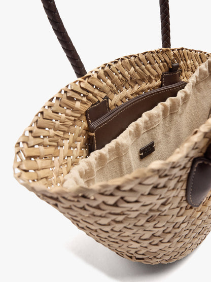 Tote Bag Of Straw With Removable Bag M