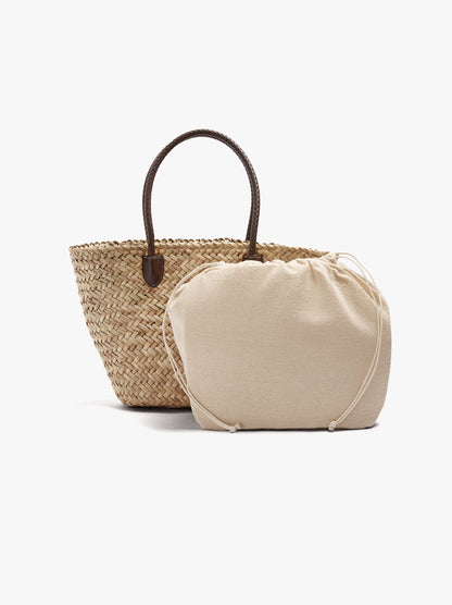Shopper Bag Of Straw With Removable Bag L