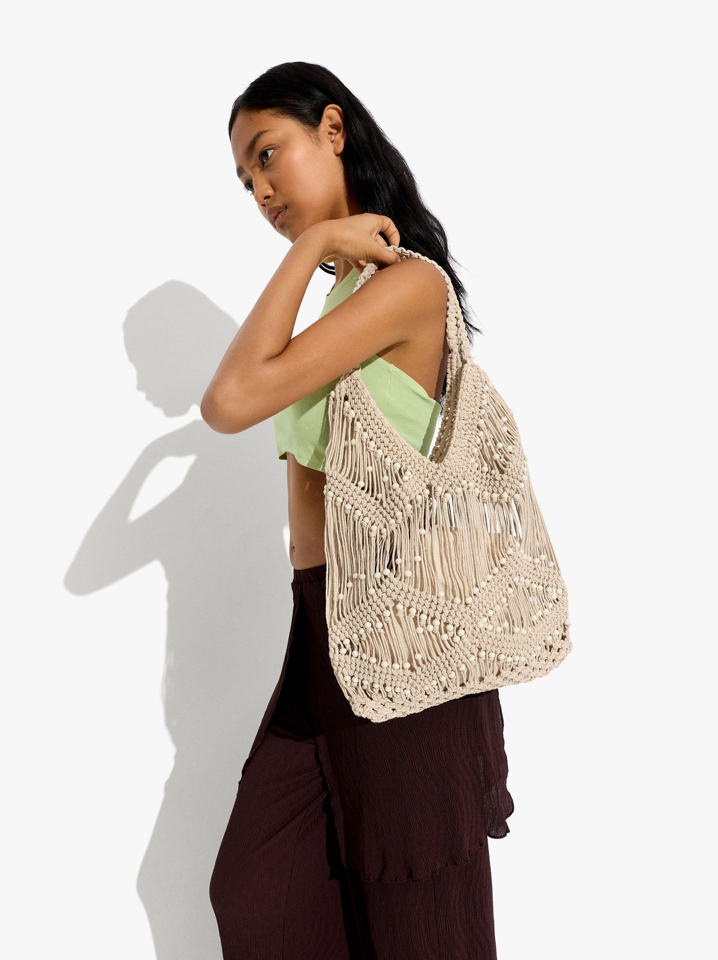 Tote Bag With Braided Detail And Removable Pouch