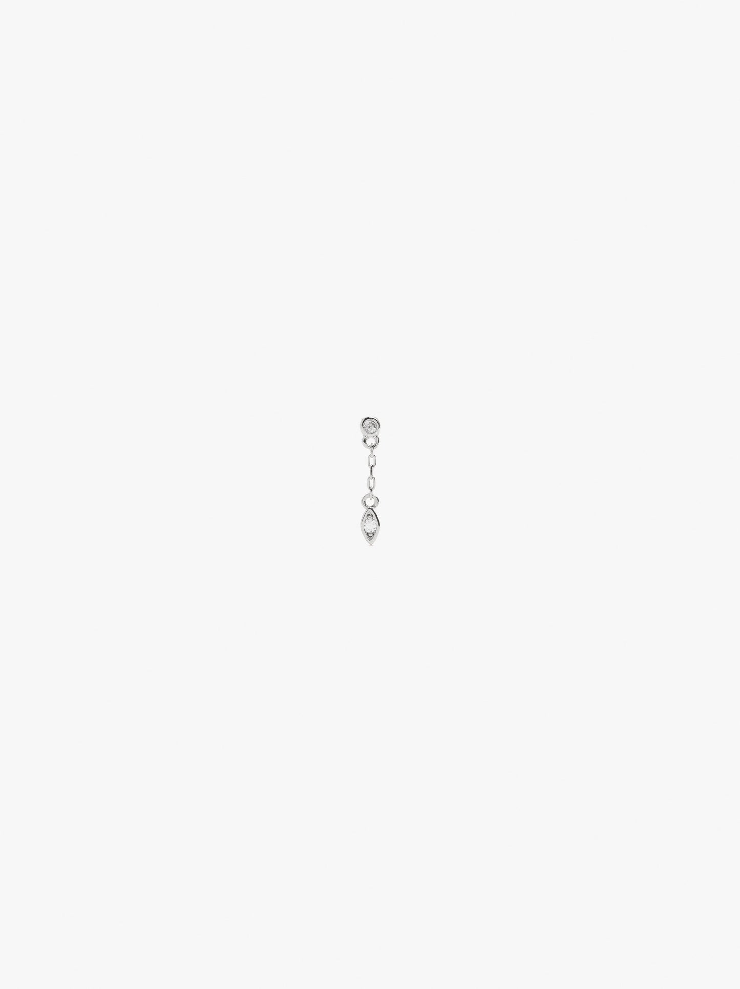 Individual Hoop With Chain And Zirconia Silver Plated