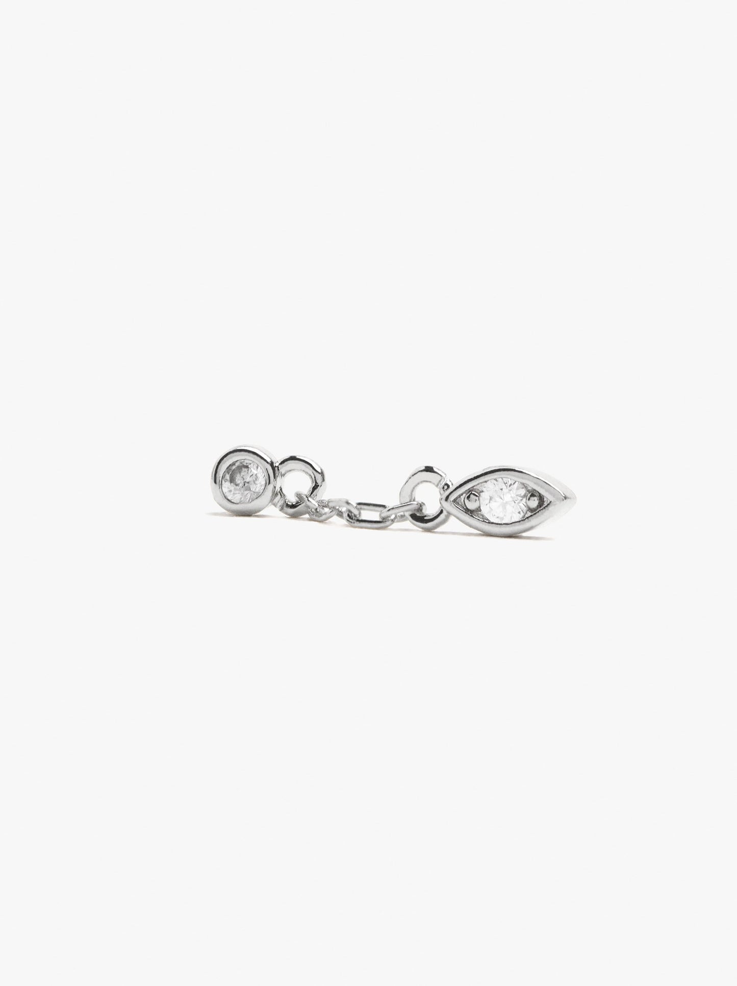Individual Hoop With Chain And Zirconia Silver Plated