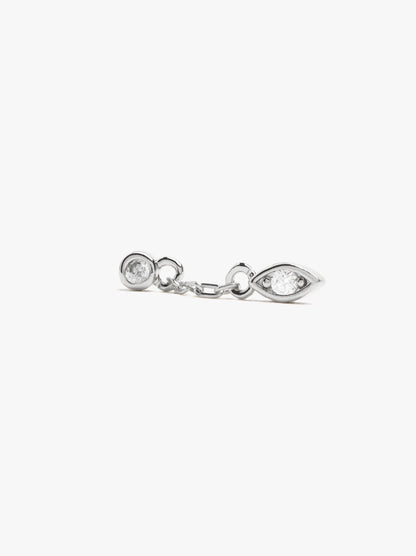 Individual Hoop With Chain And Zirconia Silver Plated