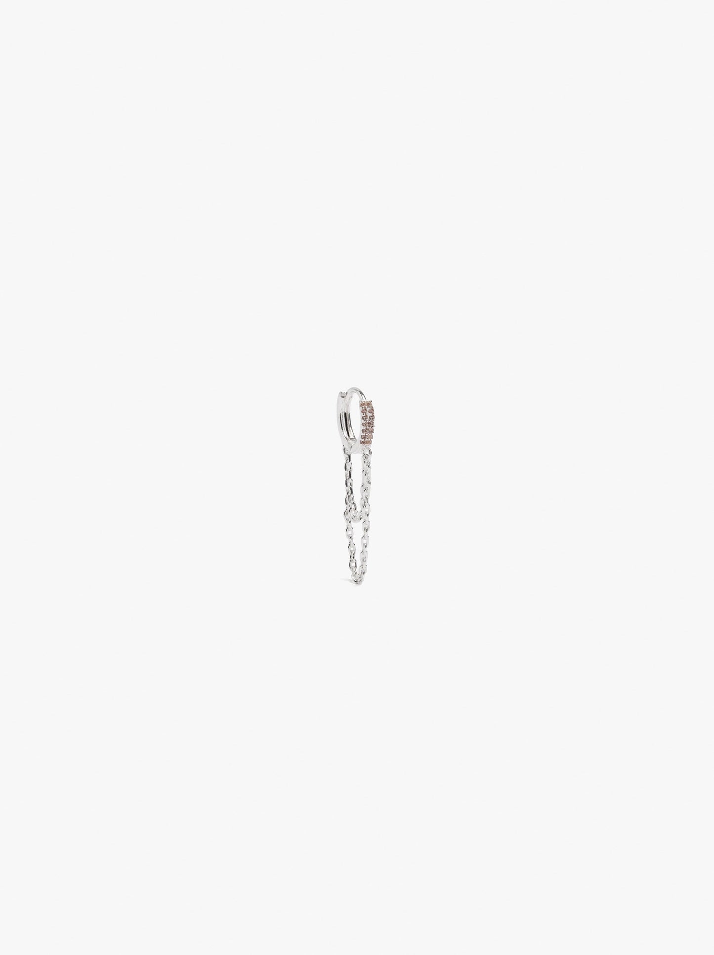 Single Hoop With Double Chain And Zirconia Silver Plated