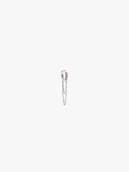 Single Hoop With Double Chain And Zirconia Silver Plated