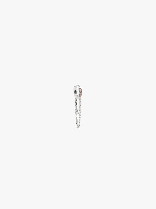 Single Hoop With Double Chain And Zirconia Silver Plated