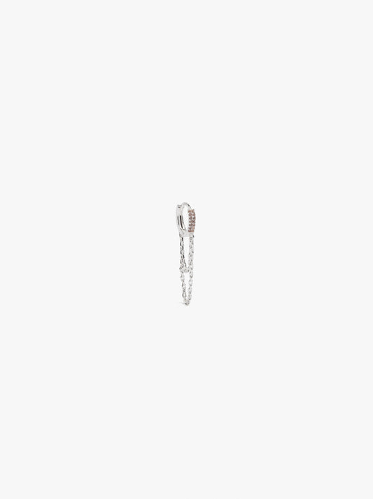 Single Hoop With Double Chain And Zirconia Silver Plated