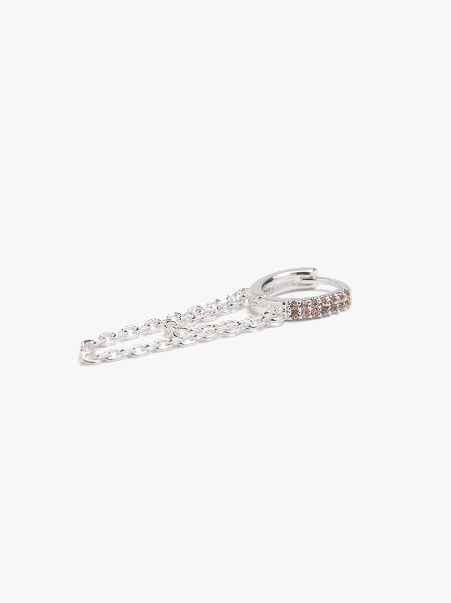Single Hoop With Double Chain And Zirconia Silver Plated