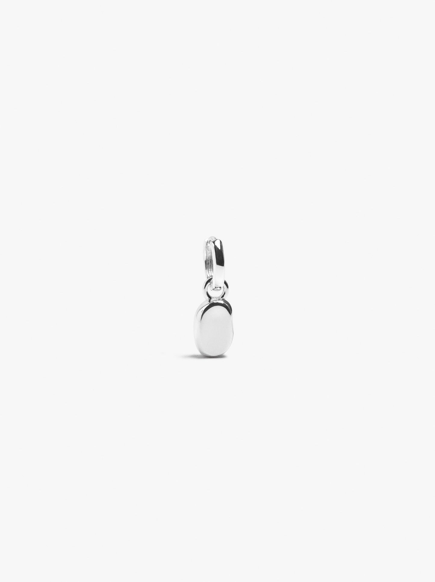Single Hoop With Oval Pendant - Stainless Steel