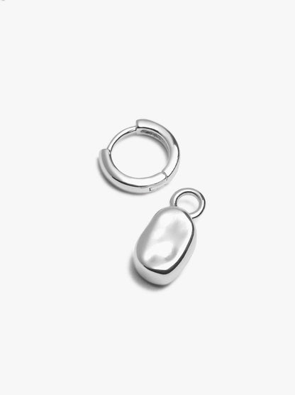 Single Hoop With Oval Pendant - Stainless Steel