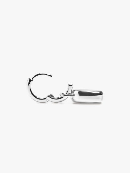 Single Hoop With Oval Pendant - Stainless Steel