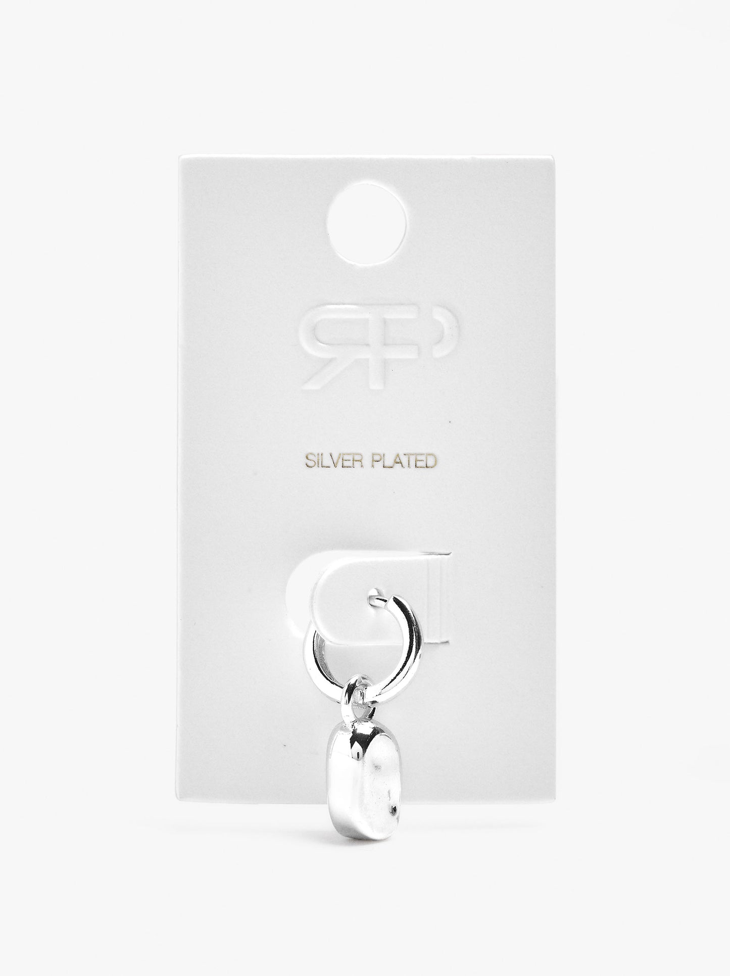 Single Hoop With Oval Pendant - Stainless Steel