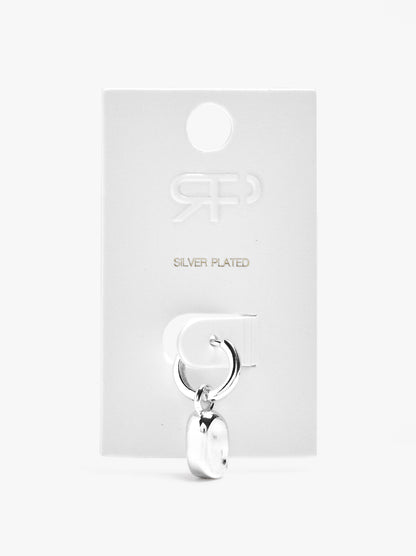 Single Hoop With Oval Pendant - Stainless Steel
