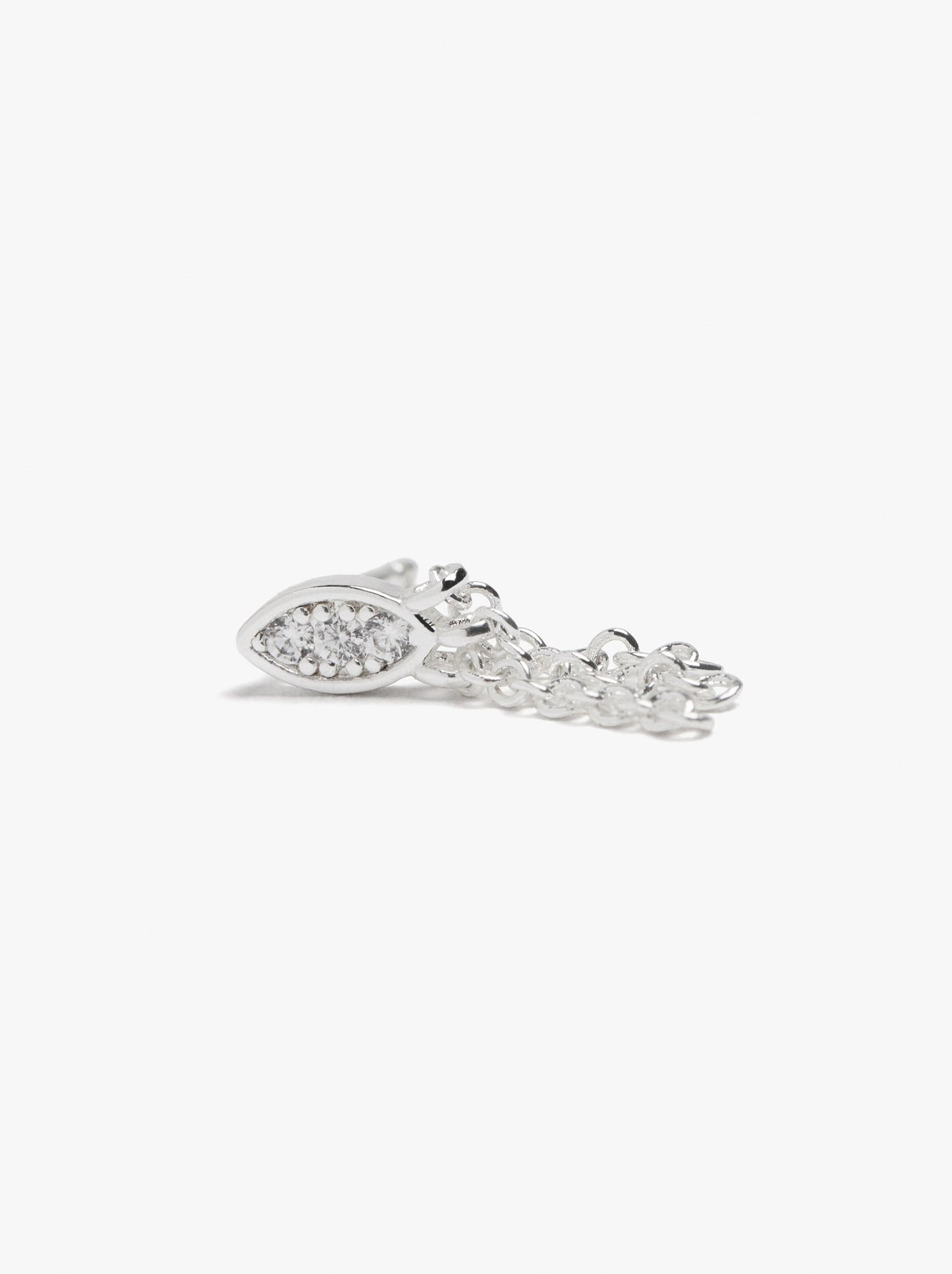 Earrings With Zirconias And Silver Swim Chains