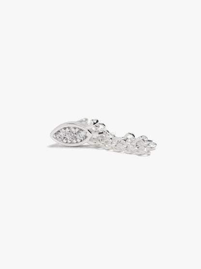 Earrings With Zirconias And Silver Swim Chains