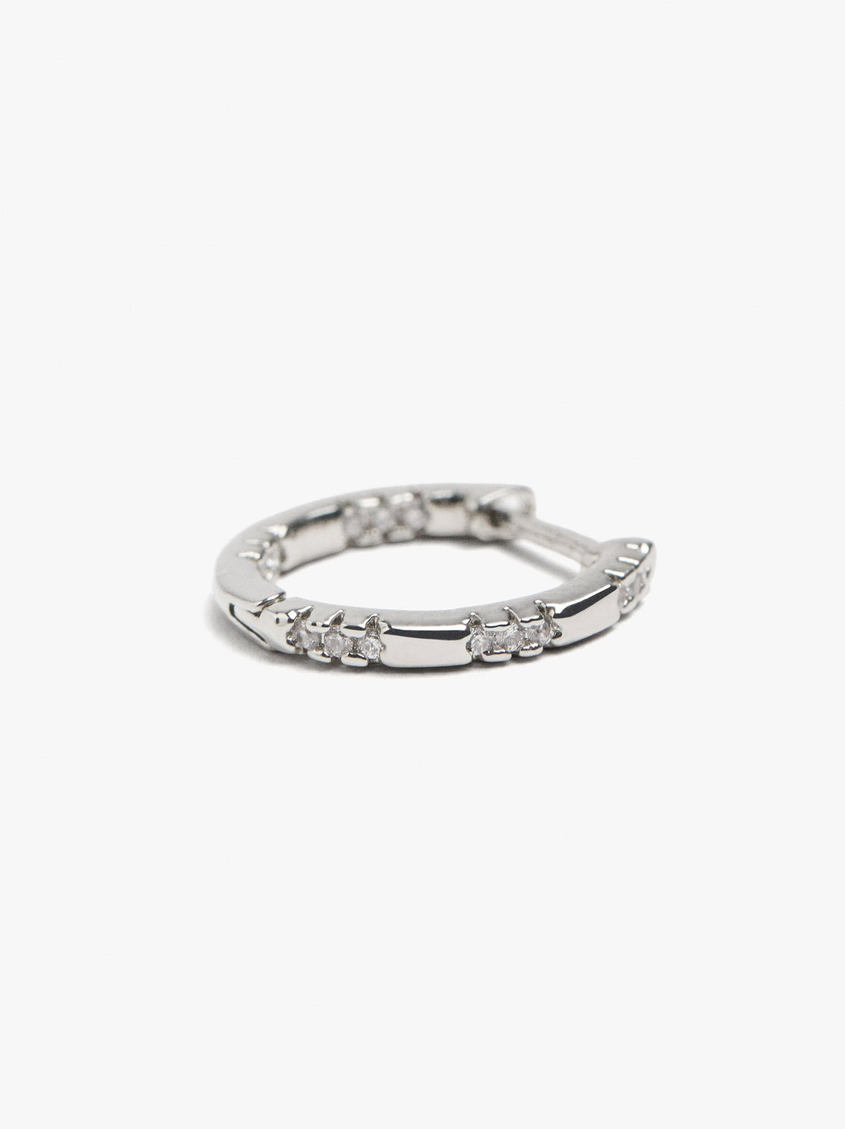 Individual Segmented Hoop With Zirconia Silver Plated