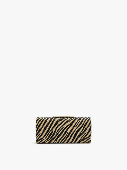 Clutch With Paper Straw Effect With Animal Printed