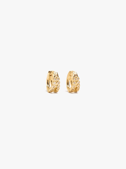 Double Hoop Earrings With Zirconia Effect