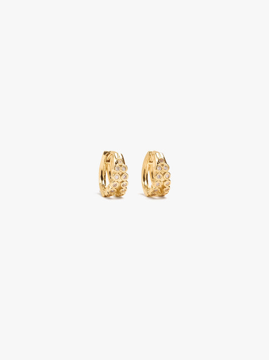 Double Hoop Earrings With Zirconia Effect