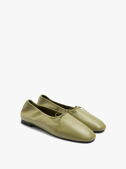 Leather Ballet Flats With Elastic