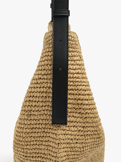 Shoulder Bag With Paper Straw Effect
