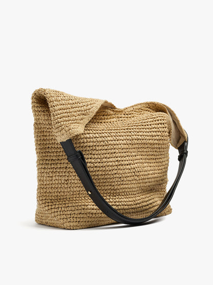 Shoulder Bag With Paper Straw Effect