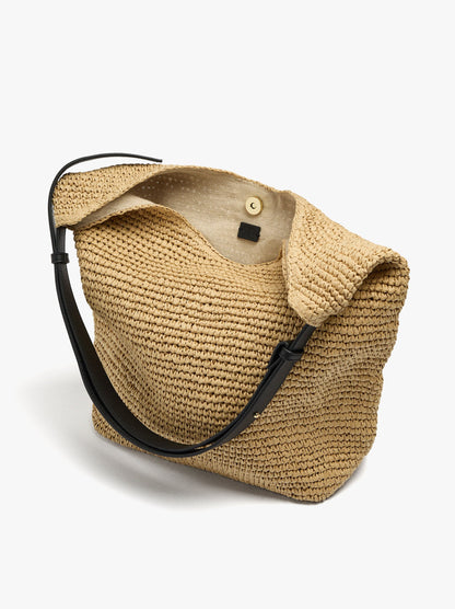 Shoulder Bag With Paper Straw Effect