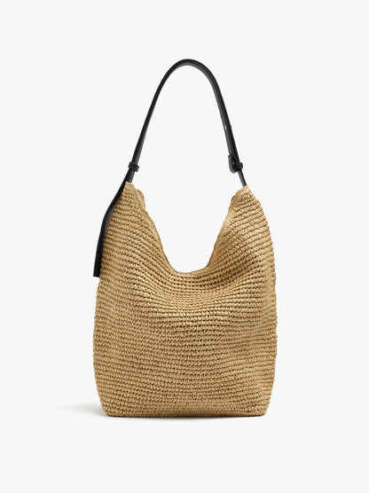 Shoulder Bag With Paper Straw Effect