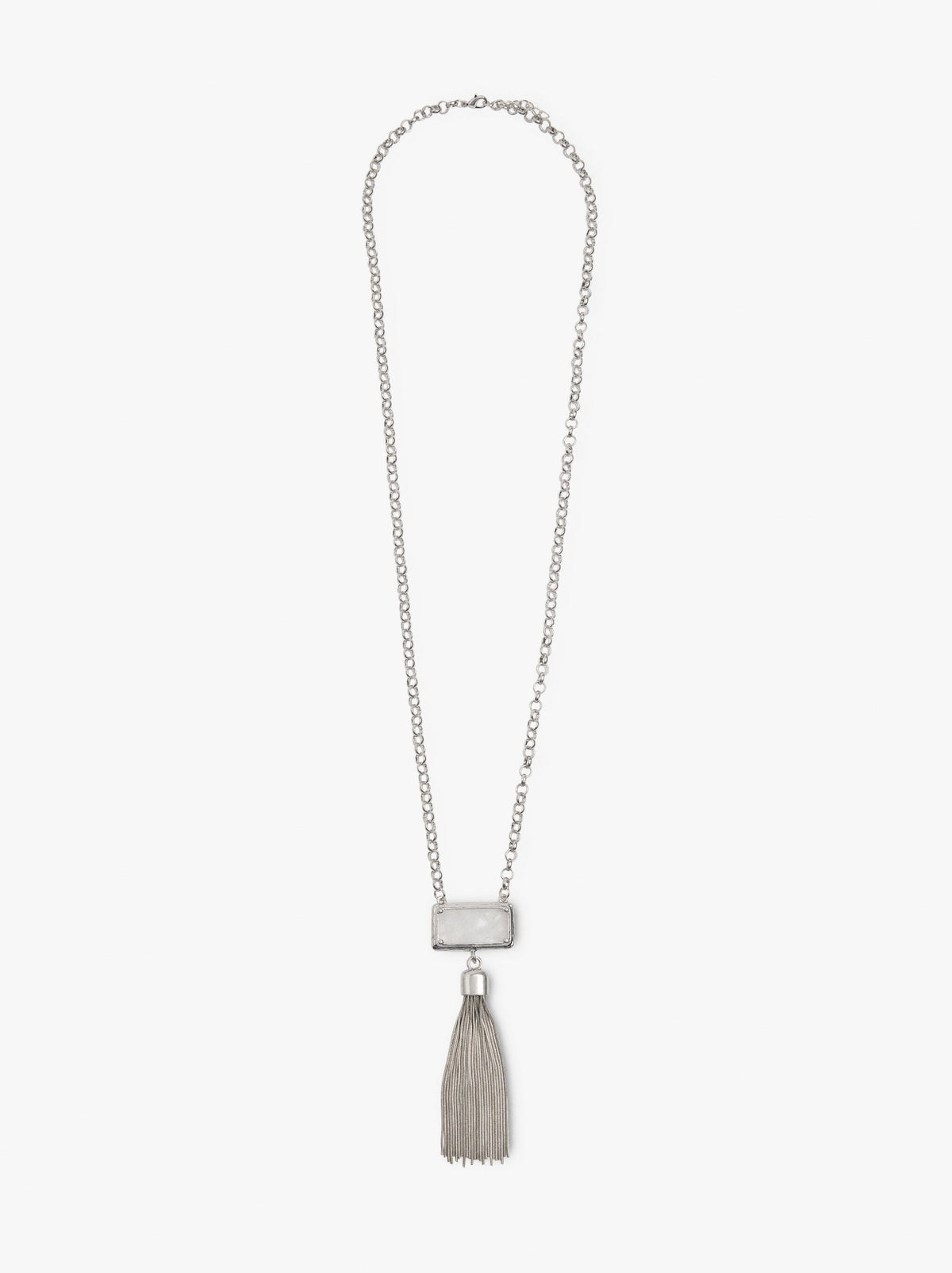 Long Necklace Of Links With Stone And Tassel
