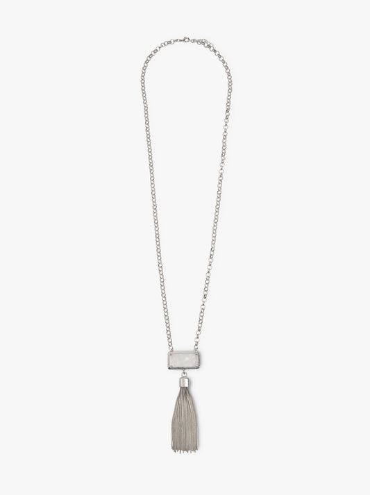 Long Necklace Of Links With Stone And Tassel