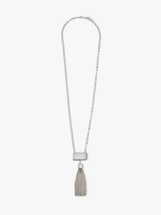 Long Necklace Of Links With Stone And Tassel