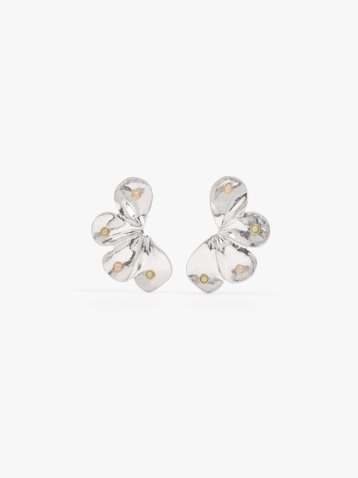 Half-Flower Earrings With Stones