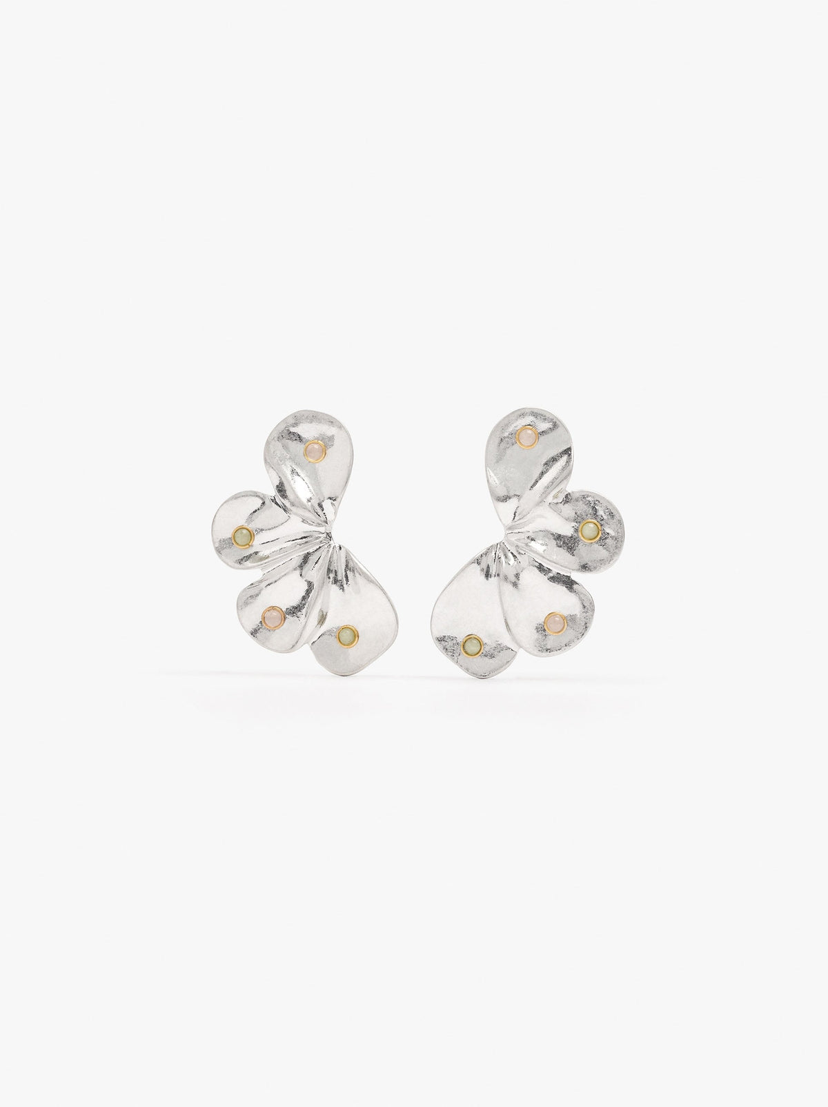 Half-Flower Earrings With Stones