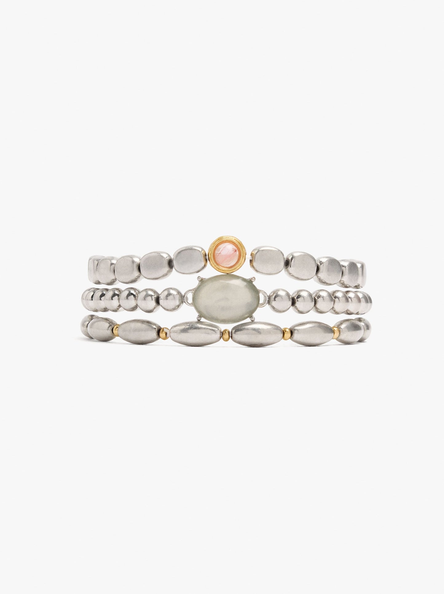 Set Of Elastic Bracelets With Stone