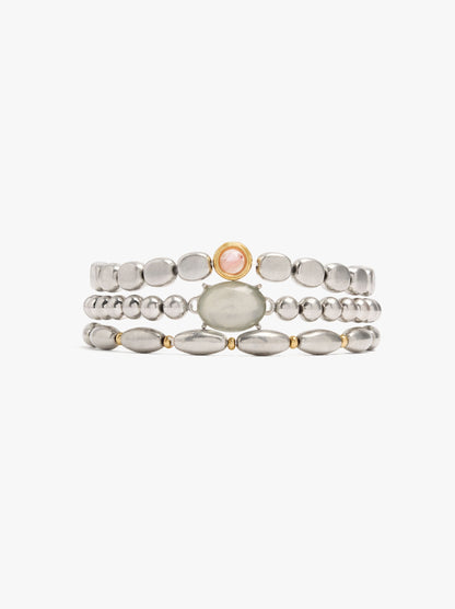 Set Of Elastic Bracelets With Stone