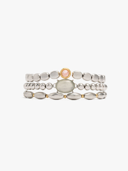 Set Of Elastic Bracelets With Stone