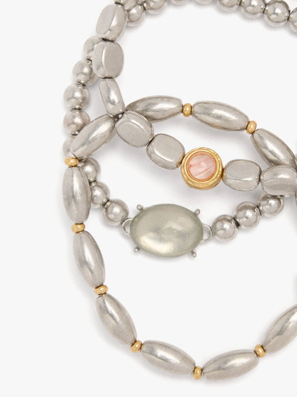 Set Of Elastic Bracelets With Stone