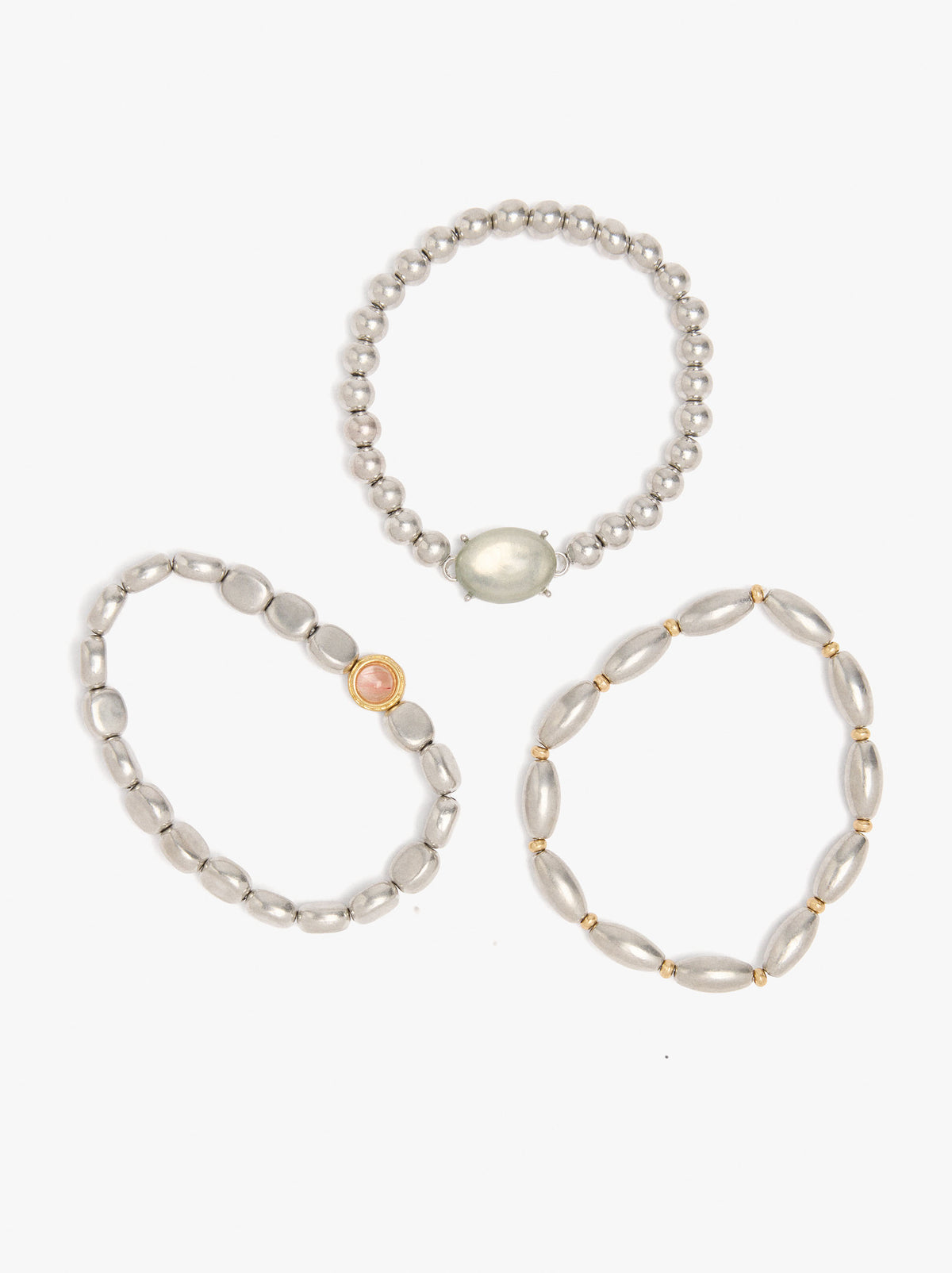 Set Of Elastic Bracelets With Stone