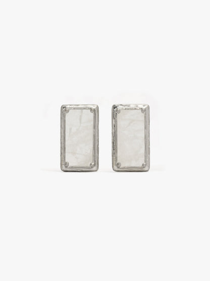 Rectangular Earrings With Stone