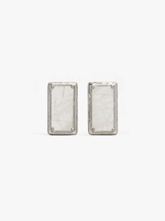 Rectangular Earrings With Stone