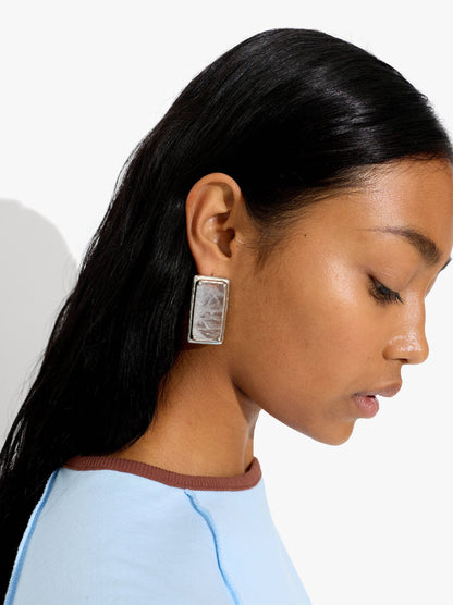 Rectangular Earrings With Stone