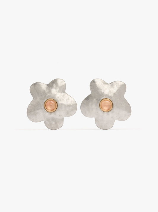 Flower Earrings With Stone Detail
