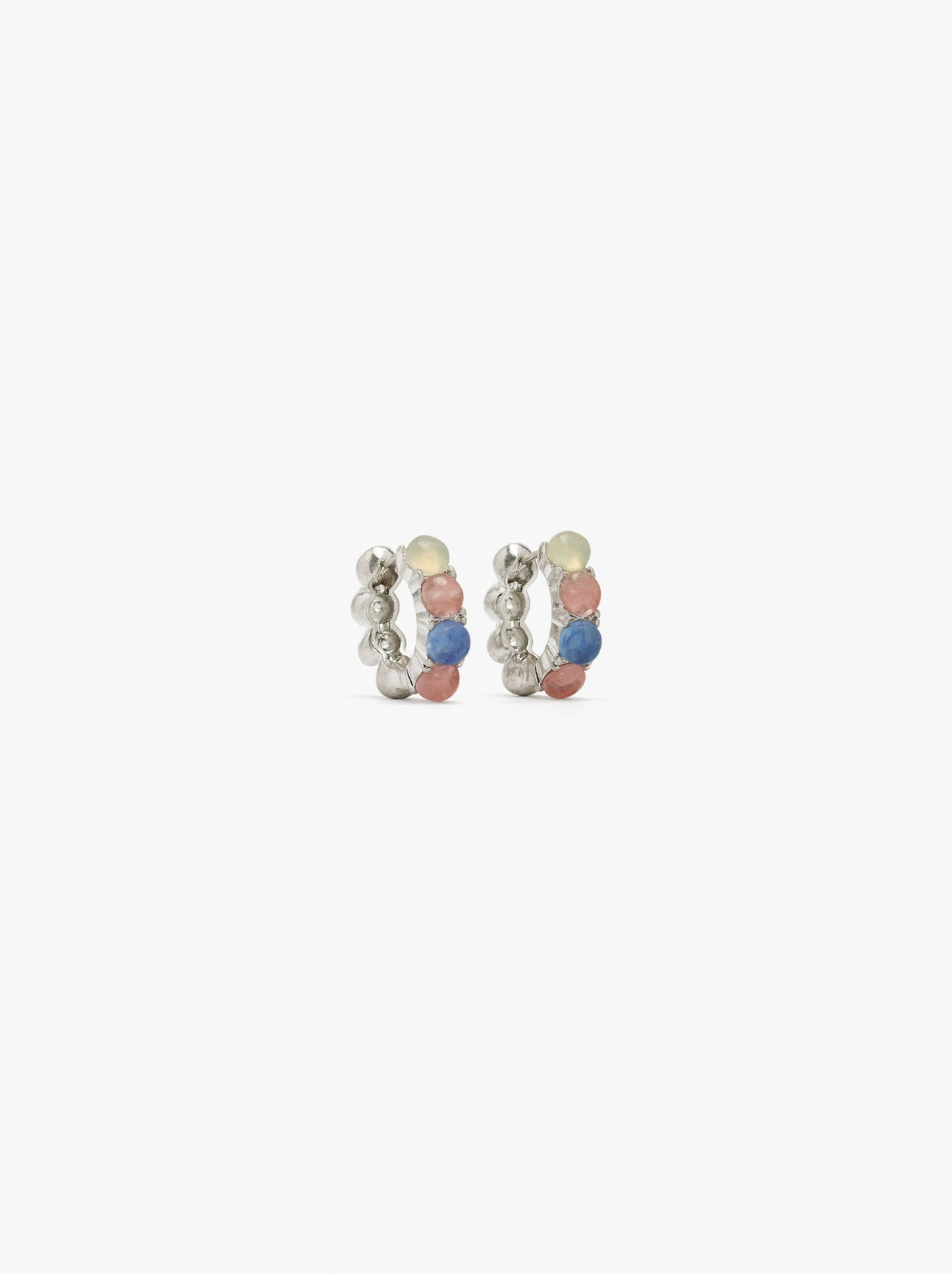 Hoop Earrings With Semi-Spherical Stones