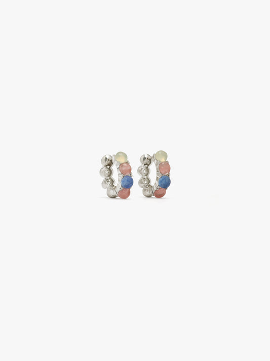 Hoop Earrings With Semi-Spherical Stones