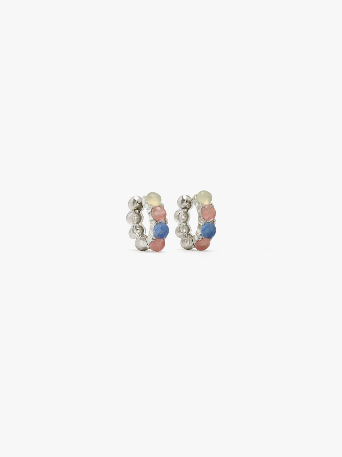 Hoop Earrings With Semi-Spherical Stones