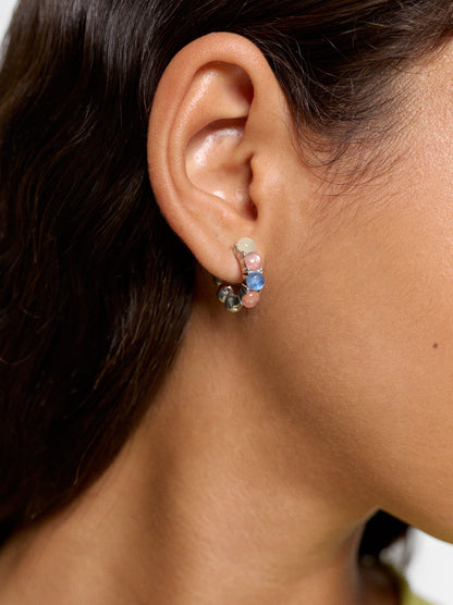 Hoop Earrings With Semi-Spherical Stones