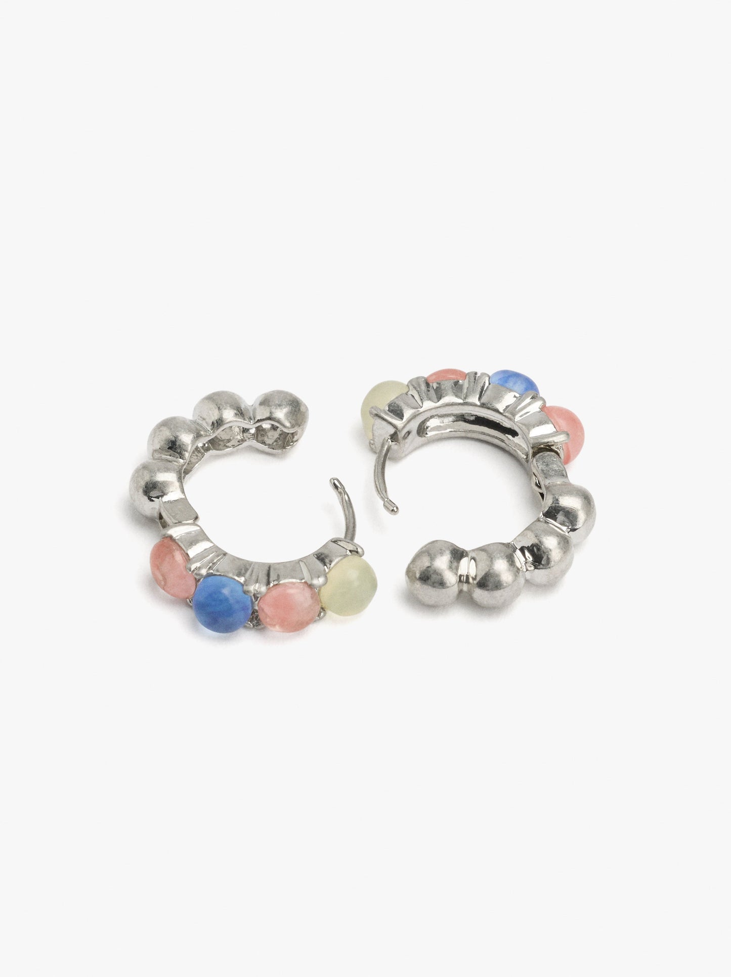 Hoop Earrings With Semi-Spherical Stones