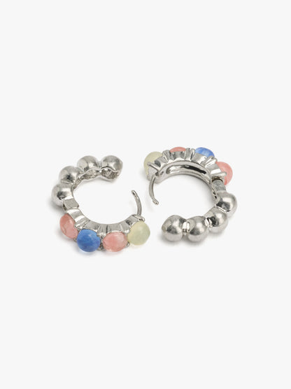 Hoop Earrings With Semi-Spherical Stones