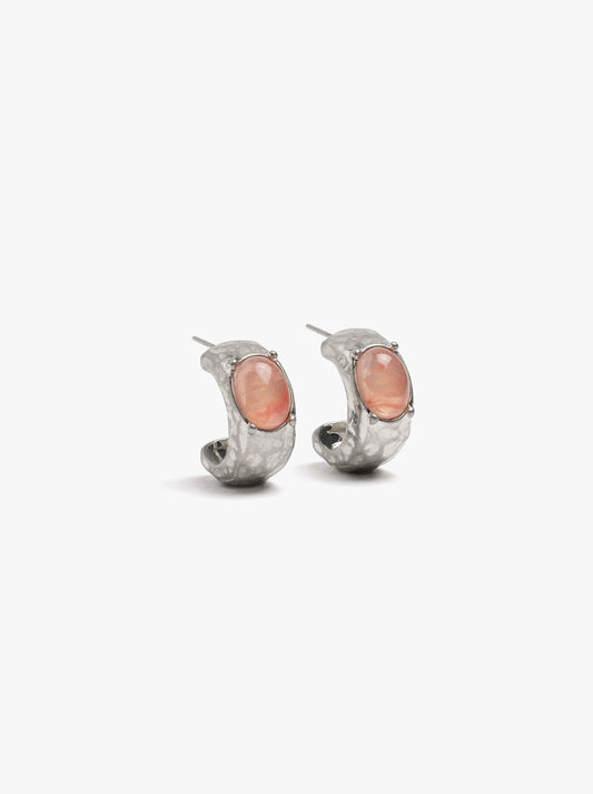 Open Hoop Earrings With Stone